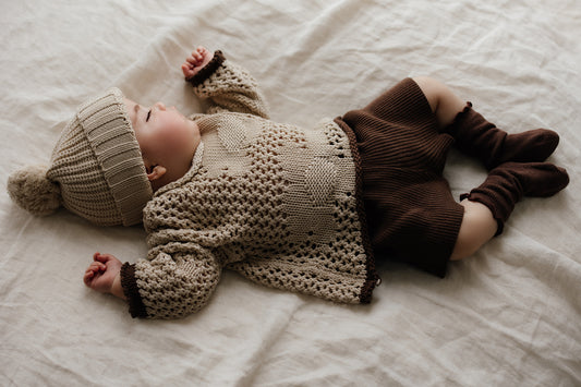 Bloom Crochet Pullover | Oat and Chocolate | Belle and Sun
