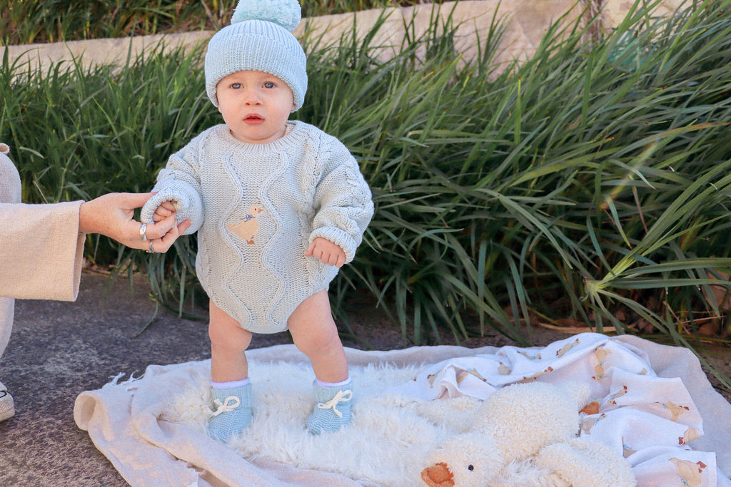 Chunky Cable Knit Romper | Ducky | WYLDE.