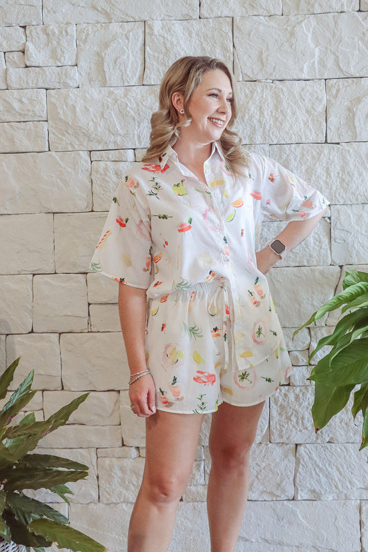 Summer Holiday Button Up Shirt and Shorts Set- Women’s  | By Frankie