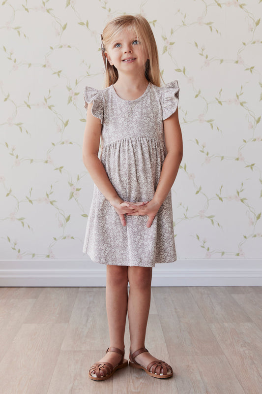 Organic Cotton Ada Dress - Greta Floral Bark  | Jamie Kay