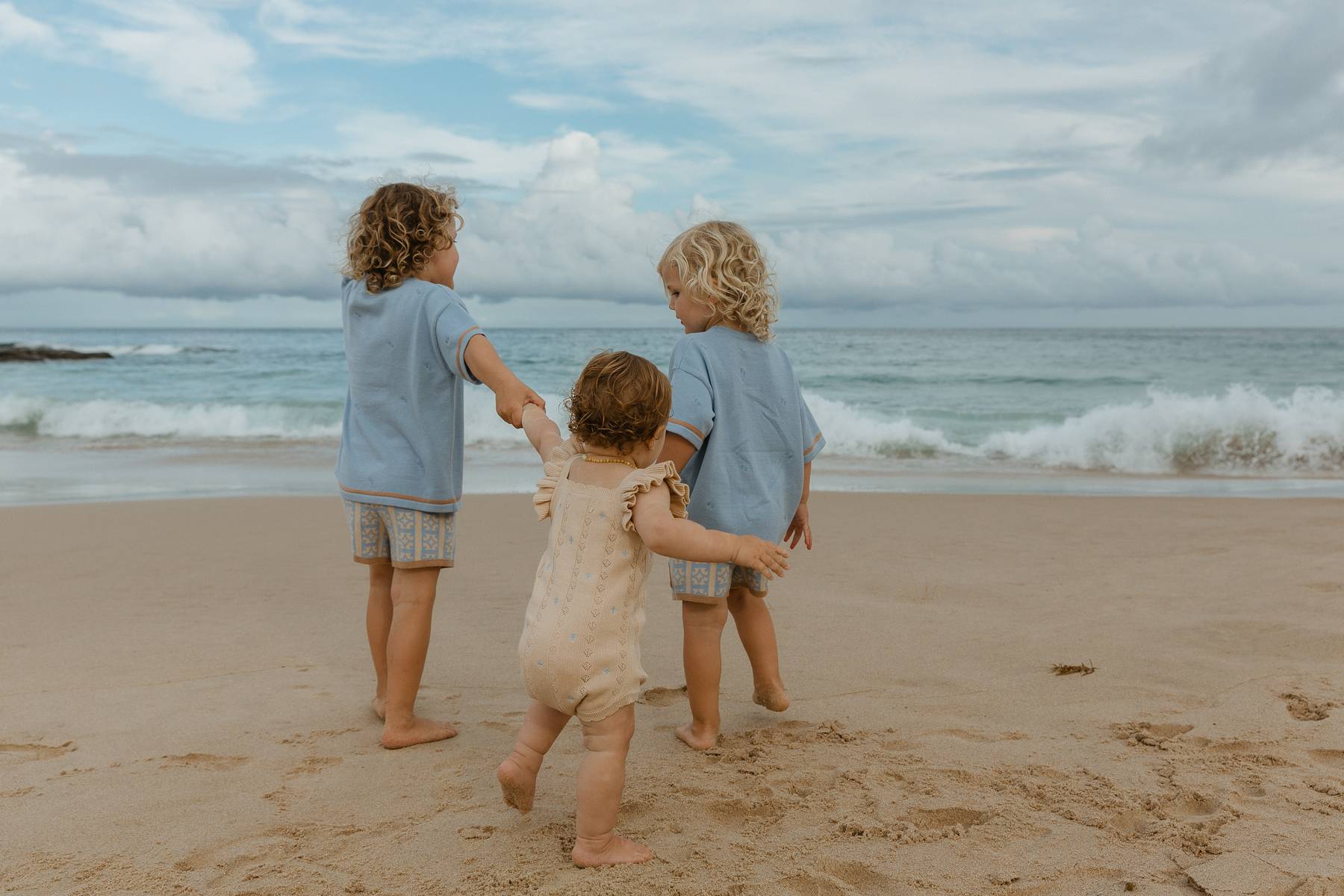 Sienna Ruffle Knit Pointelle Romper | Coastal Beige | WYLDE. Wylde. Clothing for Kids