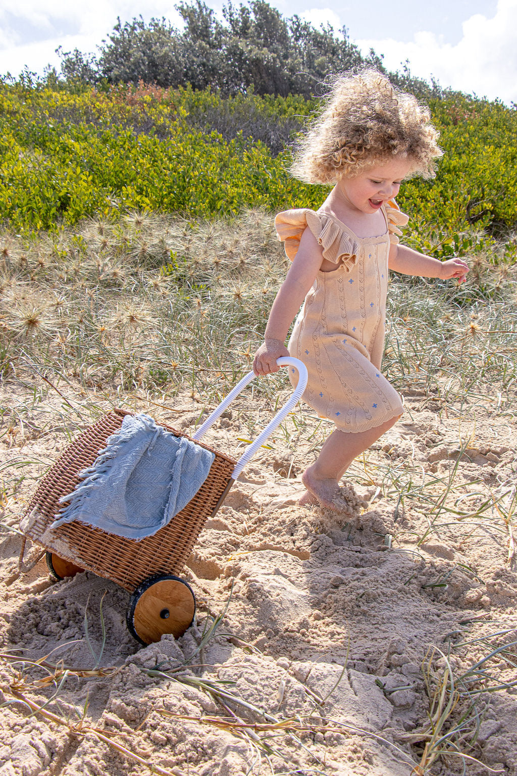 NEW Della Ruffle Knit Pointelle Dress | Coastal Beige | WYLDE. Wylde. Clothing for Kids