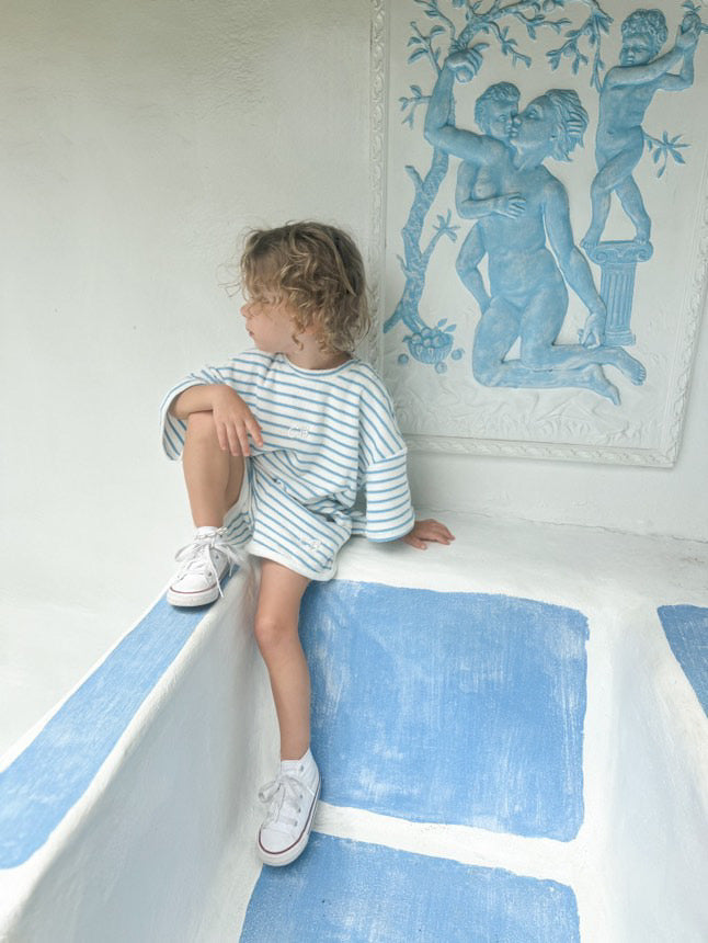 Terry Toweling Stripe Tee - Blue - CINNAMON BABY Cinnamon Baby