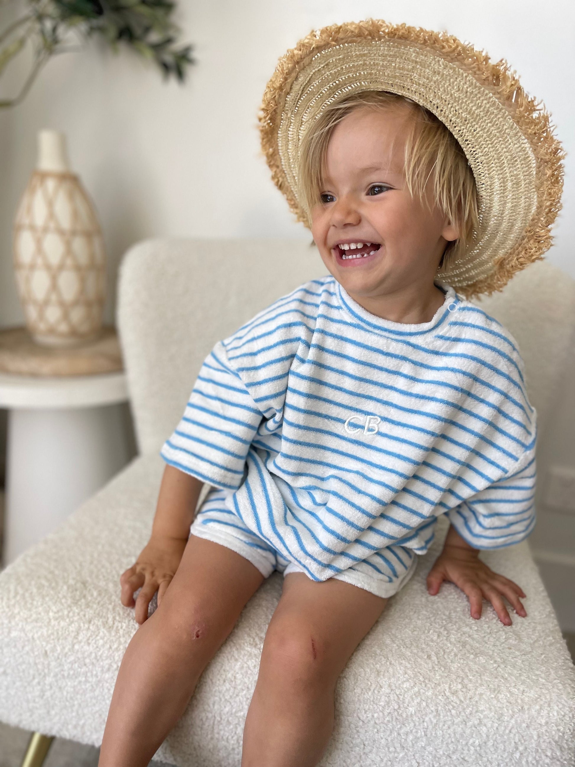 Terry Toweling Stripe Tee - Blue - CINNAMON BABY Cinnamon Baby