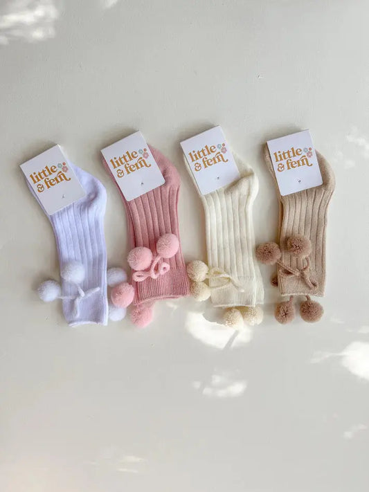 Pom-Pom Rib Long Socks wyldeclothing