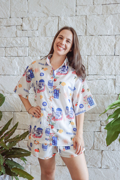Santorini Button Up Shirt and Shorts Set- Women’s  | By Frankie
