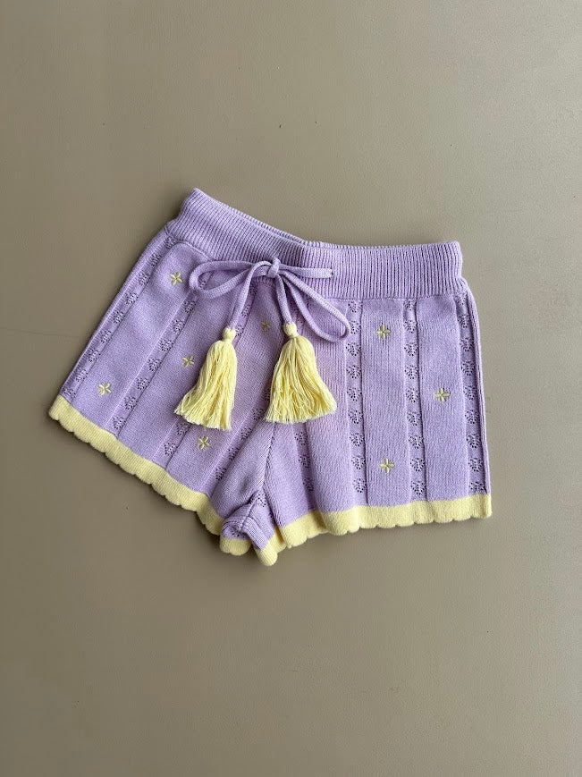 Surf Baby Scalloped Knit Shorts | Lilac & Lemon  | WYLDE. Wylde. Clothing for Kids