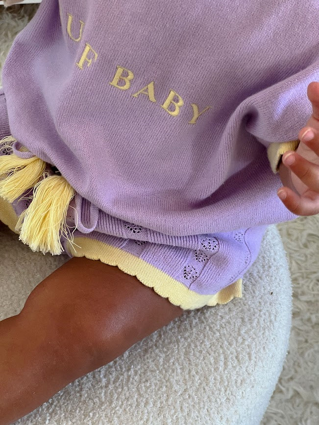 Surf Baby Scalloped Knit Shorts | Lilac & Lemon  | WYLDE. Wylde. Clothing for Kids