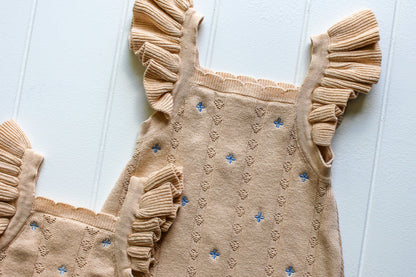 NEW Della Ruffle Knit Pointelle Dress | Coastal Beige | WYLDE. Wylde. Clothing for Kids