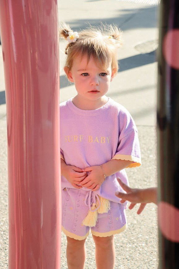 Surf Baby Scalloped Knit Shorts | Lilac & Lemon  | WYLDE. Wylde. Clothing for Kids