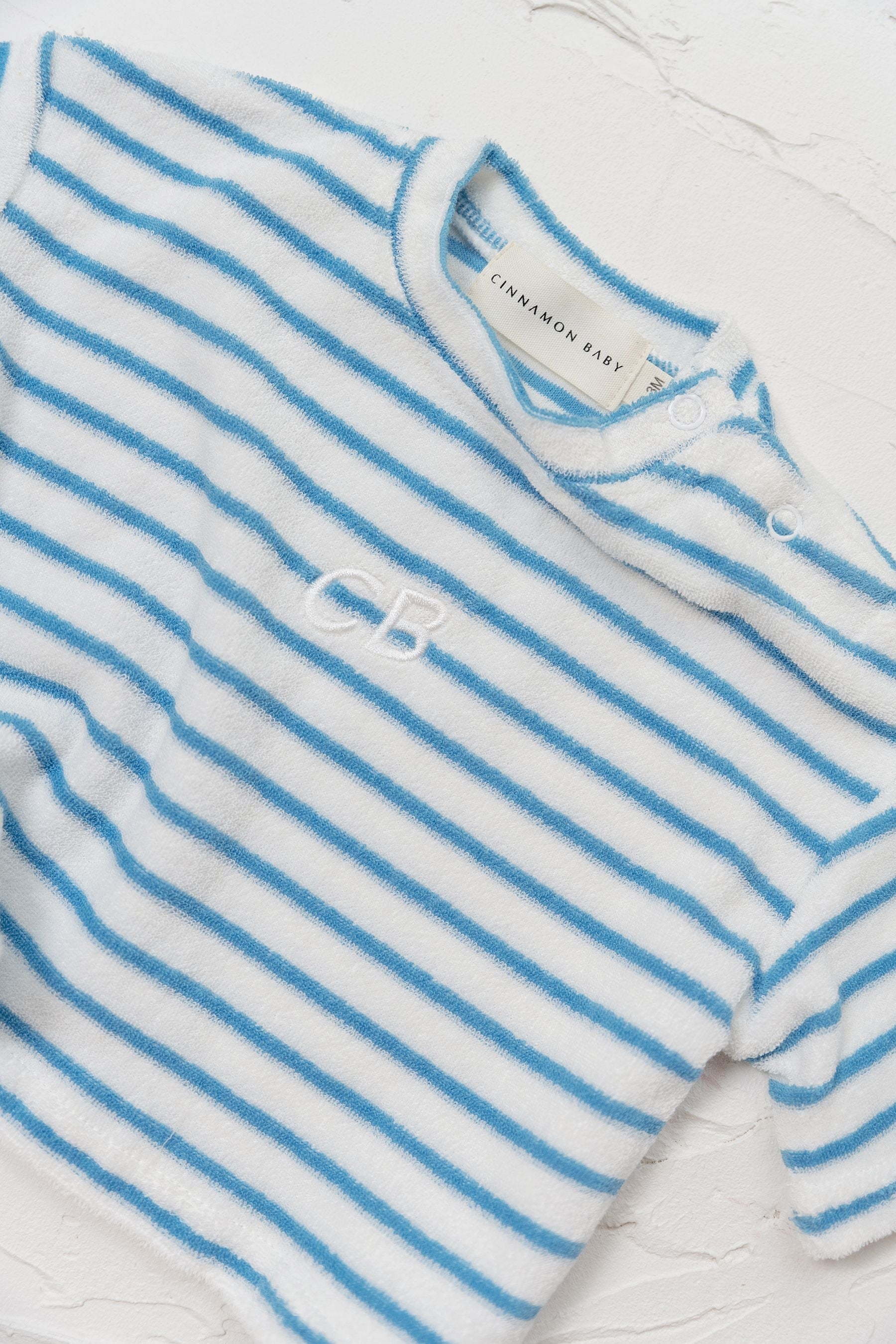 Terry Toweling Stripe Tee - Blue - CINNAMON BABY Cinnamon Baby