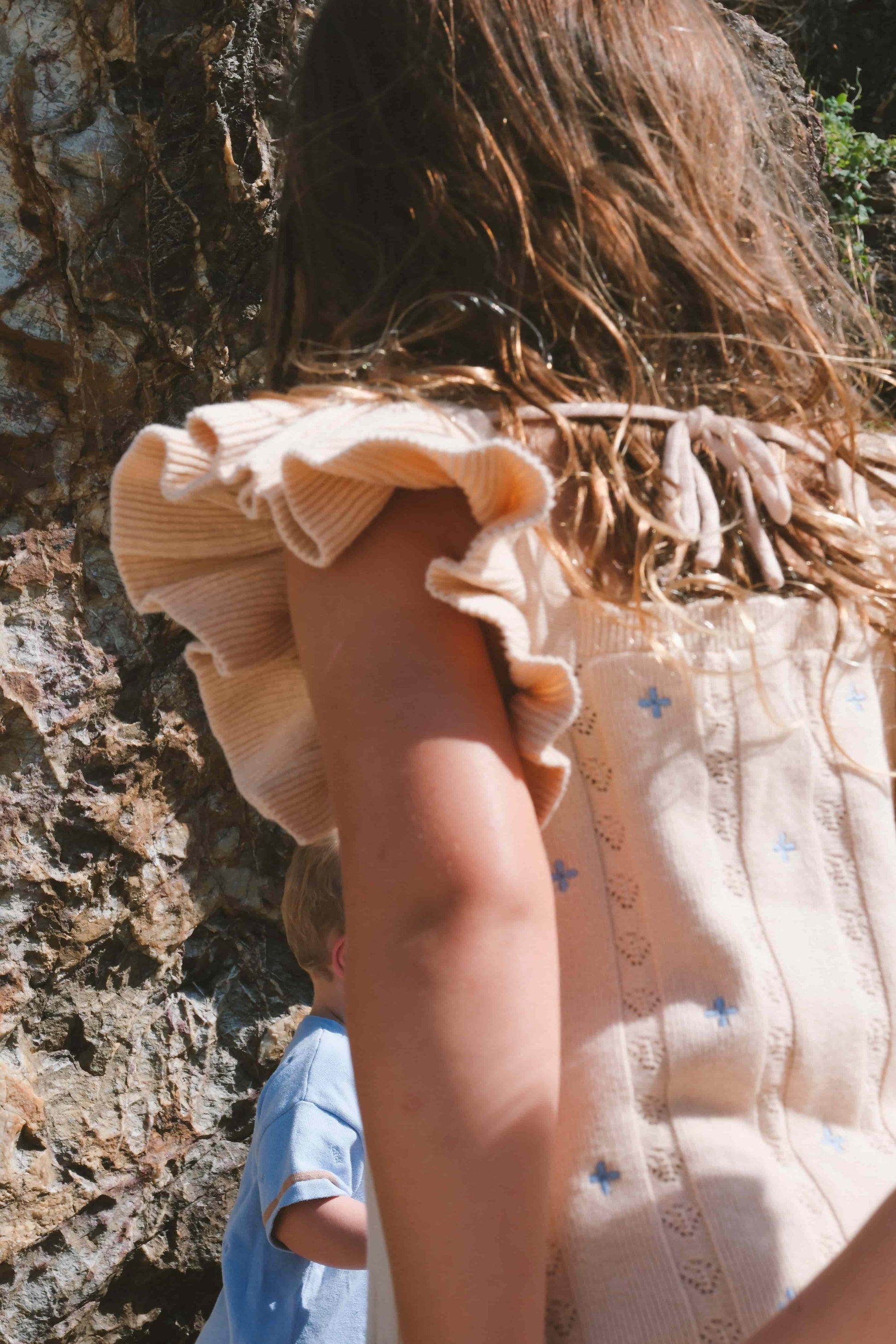 NEW Della Ruffle Knit Pointelle Dress | Coastal Beige | WYLDE. Wylde. Clothing for Kids