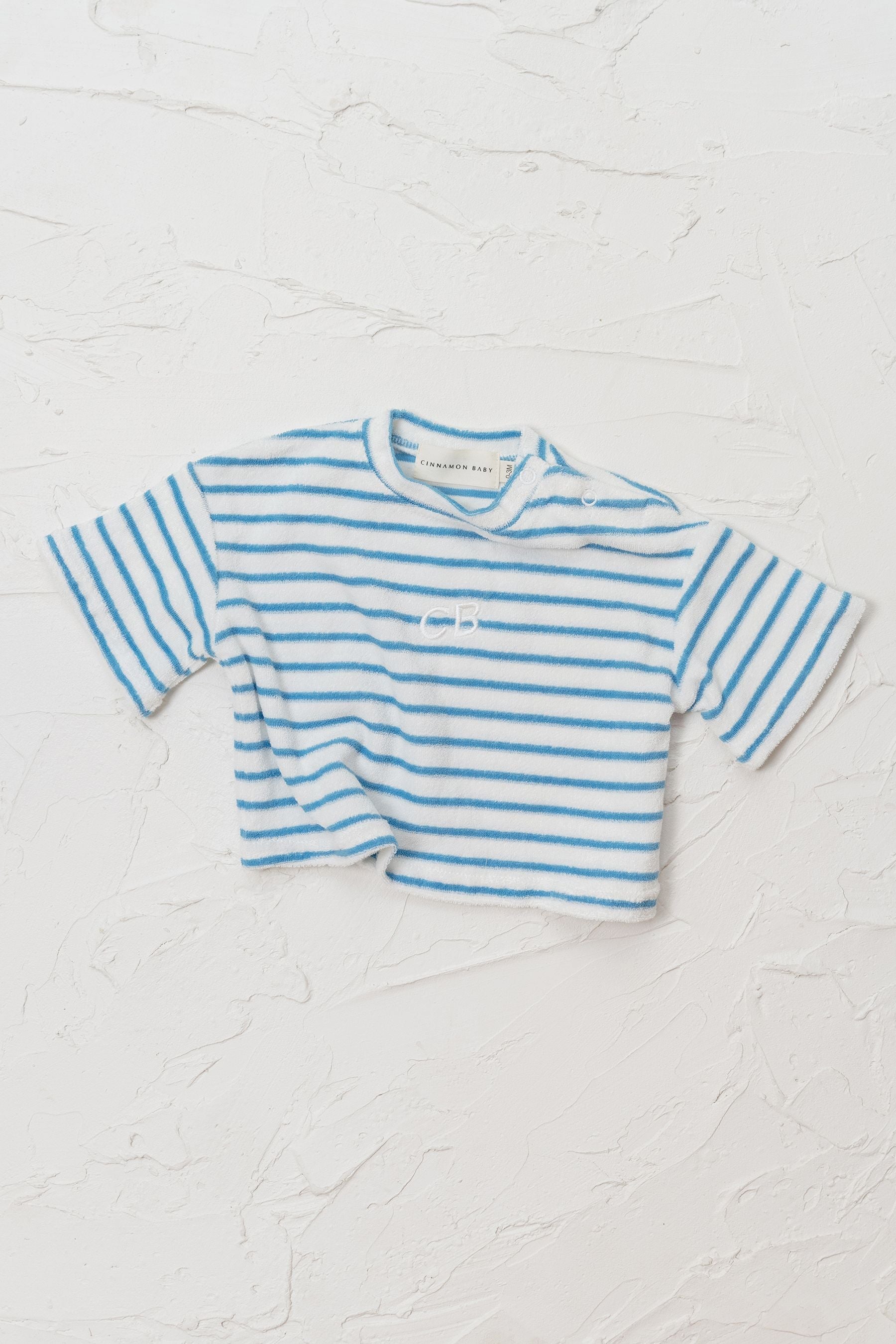 Terry Toweling Stripe Tee - Blue - CINNAMON BABY Cinnamon Baby