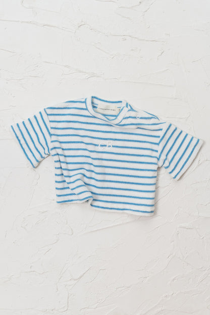 Terry Toweling Stripe Tee - Blue - CINNAMON BABY Cinnamon Baby