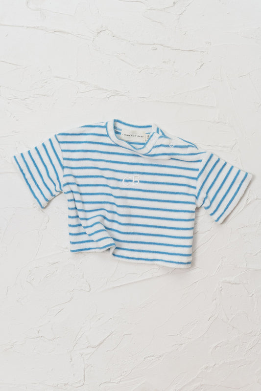 Terry Toweling Stripe Tee - Blue - CINNAMON BABY Cinnamon Baby