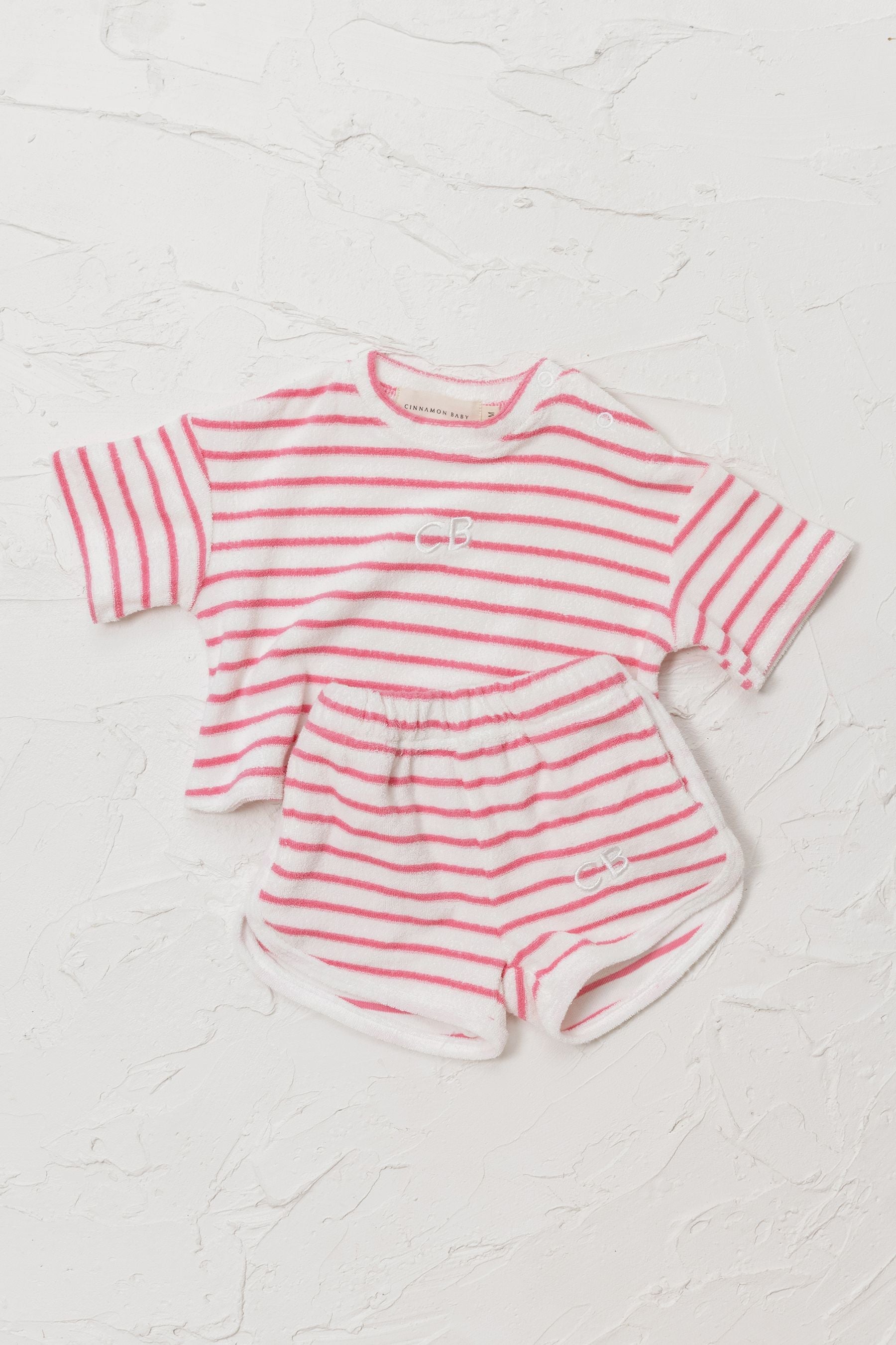 Terry Stripe Shorts - Pink - CINNAMON BABY Cinnamon Baby