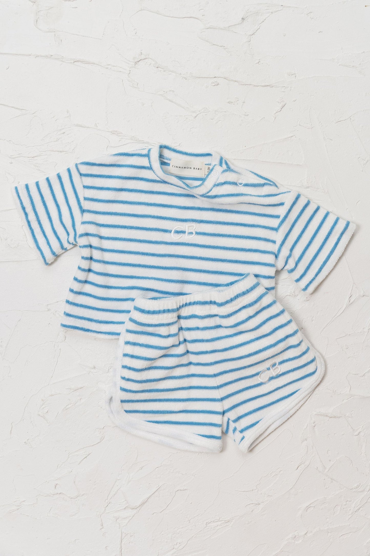 Terry Toweling Stripe Tee - Blue - CINNAMON BABY Cinnamon Baby
