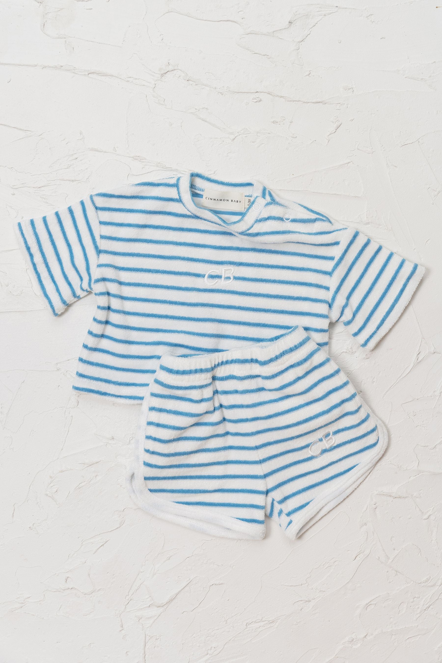 Terry Toweling Stripe Tee - Blue - CINNAMON BABY Cinnamon Baby