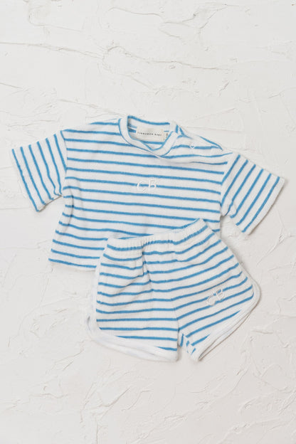 Terry Toweling Stripe Tee - Blue - CINNAMON BABY Cinnamon Baby